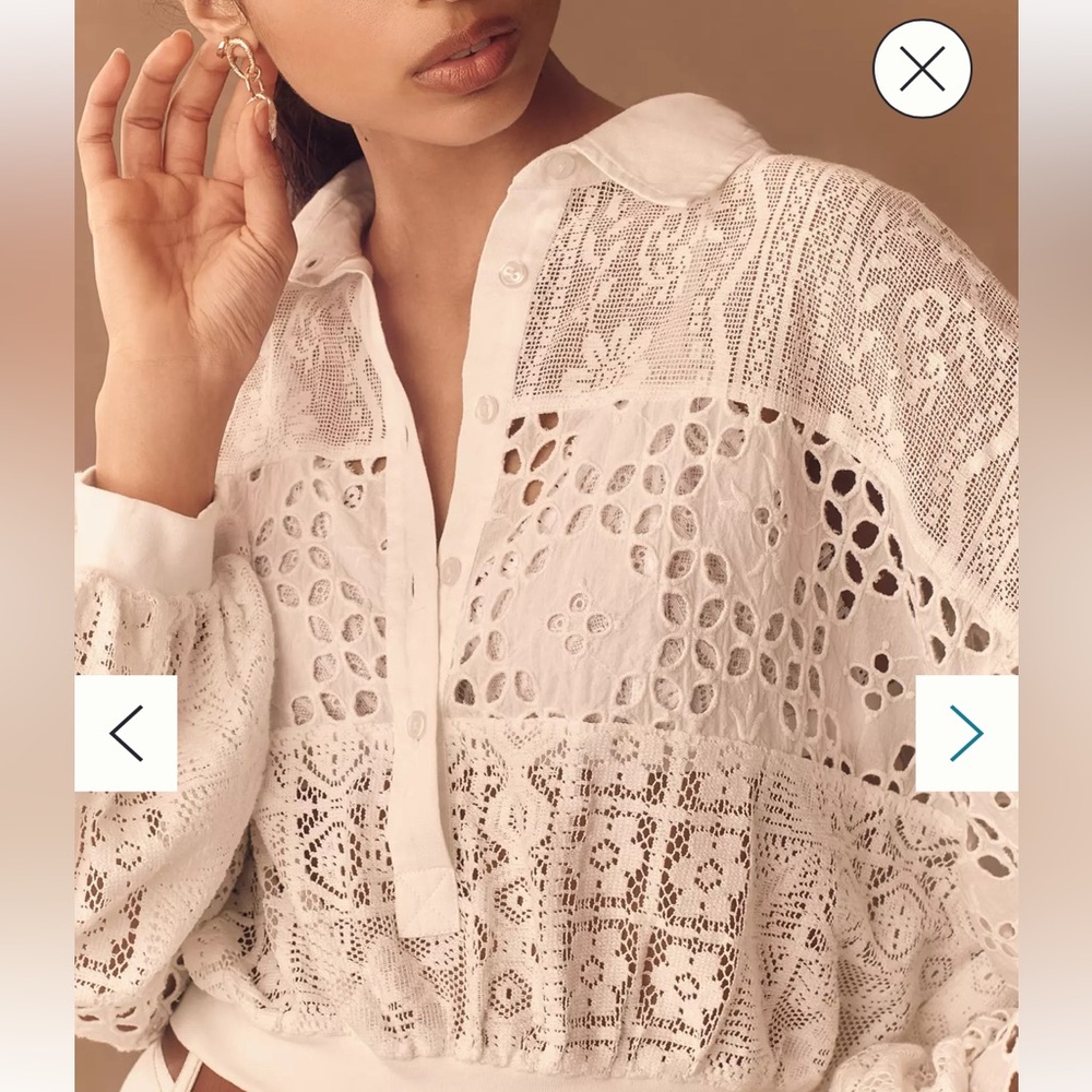 Anthropologie Pilcro cutworm bubble sleeve shirt - Picture 4 of 9